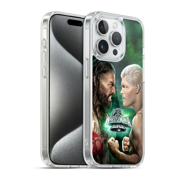 WWE Wrestlemania 40 Roman Vs Cody Soft Gel Case for Apple iPhone 15 Pro & MagSafe