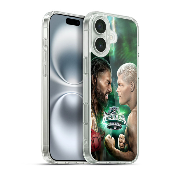 WWE Wrestlemania 40 Roman Vs Cody Soft Gel Case for Apple iPhone 16 Plus & MagSafe