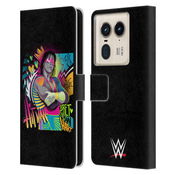 WWE Bret Hart Neon Art Leather Book Wallet Case Cover For Motorola Edge 50 Ultra/X50 Ultra