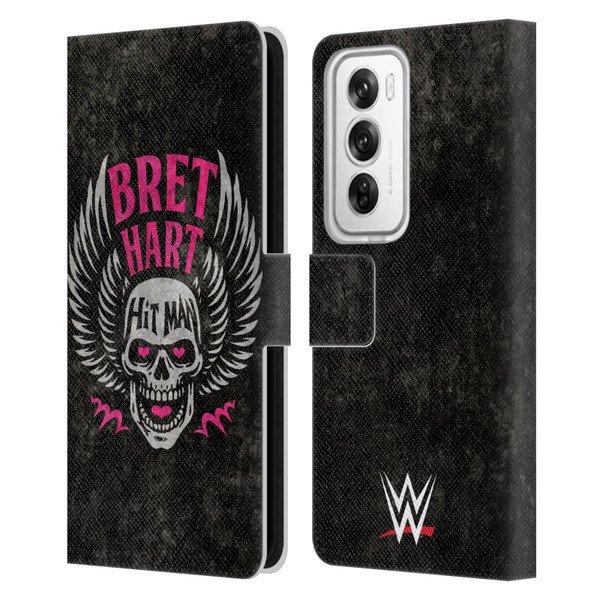 WWE Bret Hart Hitman Skull Leather Book Wallet Case Cover For OPPO Reno12 Pro 5G