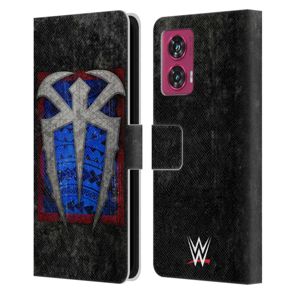 WWE Roman Reigns Distressed Logo Leather Book Wallet Case Cover For Motorola Edge 50 Fusion