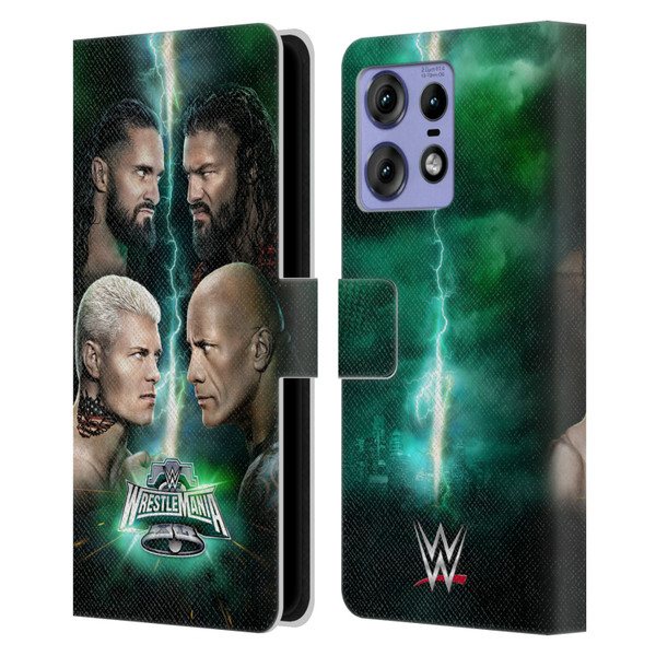 WWE Wrestlemania 40 Key Art Poster Leather Book Wallet Case Cover For Motorola Edge 50 Pro