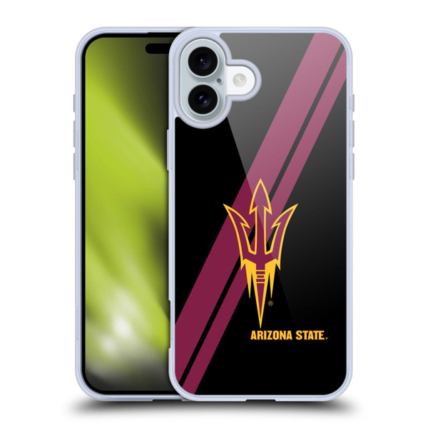 Arizona State University ASU Arizona State University Stripes Soft Gel Case for Apple iPhone 16 Plus