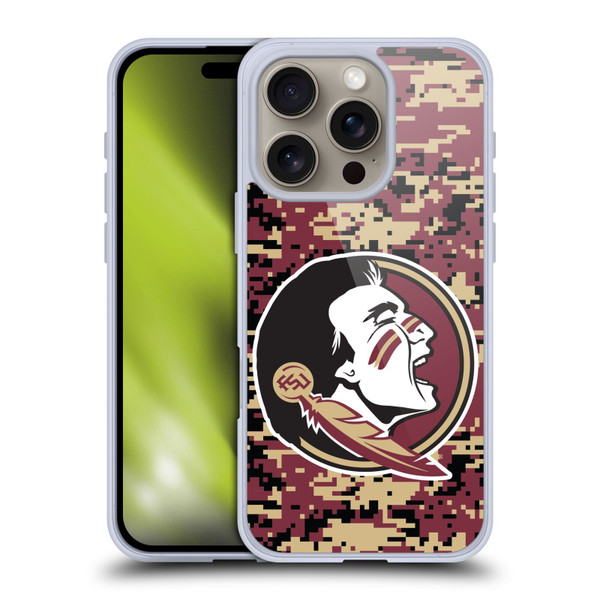 Florida State University FSU Florida State University Digital Camouflage Soft Gel Case for Apple iPhone 16 Pro