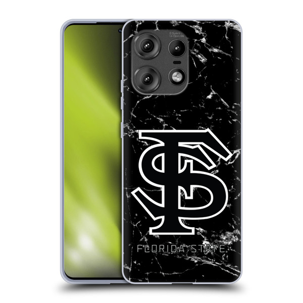 Florida State University FSU Florida State University Black And White Marble Soft Gel Case for Motorola Edge 50 Pro