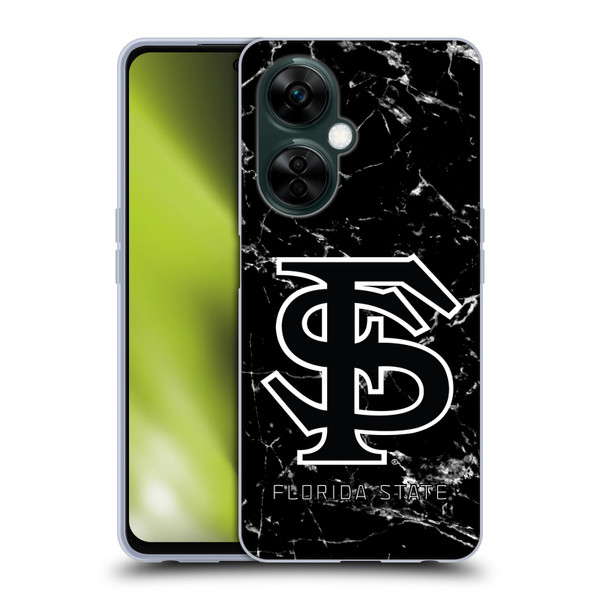Florida State University FSU Florida State University Black And White Marble Soft Gel Case for OnePlus Nord N30