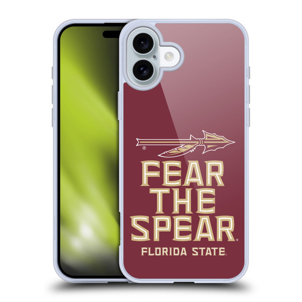 Florida State University FSU Florida State University Art Fear The Spear Soft Gel Case for Apple iPhone 16 Plus