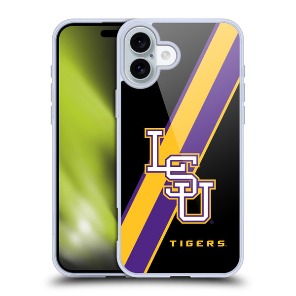 Louisiana State University LSU Louisiana State University Stripes Soft Gel Case for Apple iPhone 16 Plus