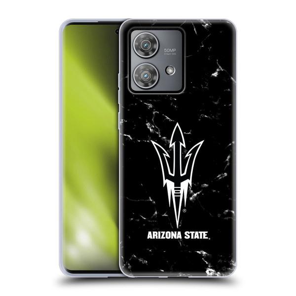 Arizona State University ASU Arizona State University Black And White Marble Soft Gel Case for Motorola Edge 40 Neo 5G