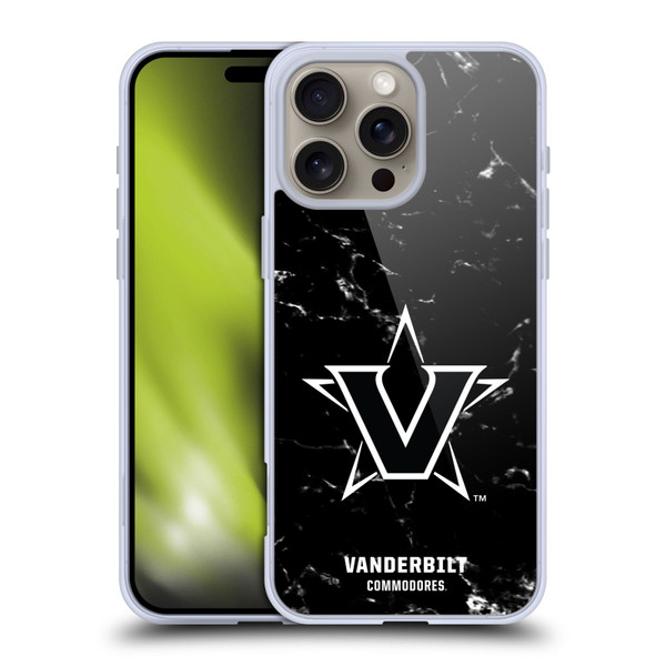 Vanderbilt University Vandy Vanderbilt University Black And White Marble Soft Gel Case for Apple iPhone 16 Pro Max