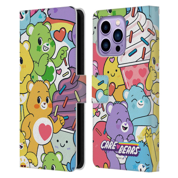 Care Bears Sweet And Savory Character Pattern Leather Book Wallet Case Cover For Apple iPhone 14 Pro Max