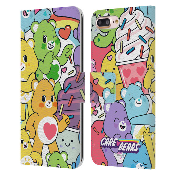 Care Bears Sweet And Savory Character Pattern Leather Book Wallet Case Cover For Apple iPhone 7 Plus / iPhone 8 Plus