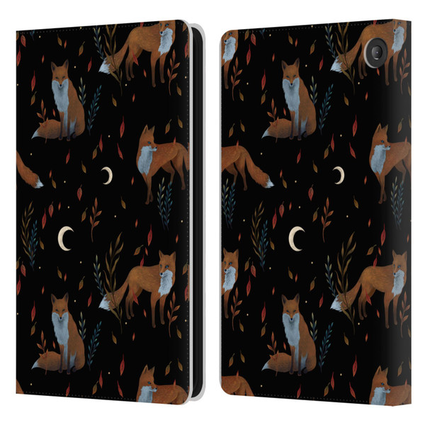 Episodic Drawing Art Foxes Pattern Leather Book Wallet Case Cover For Amazon Fire 7 2022