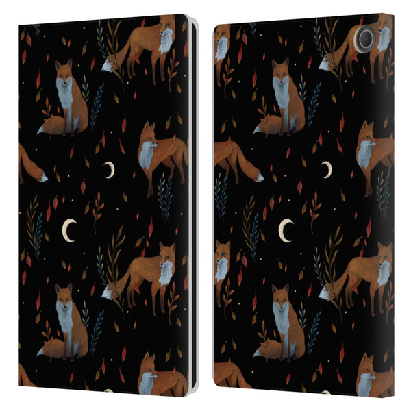 Episodic Drawing Art Foxes Pattern Leather Book Wallet Case Cover For Amazon Fire Max 11 2023