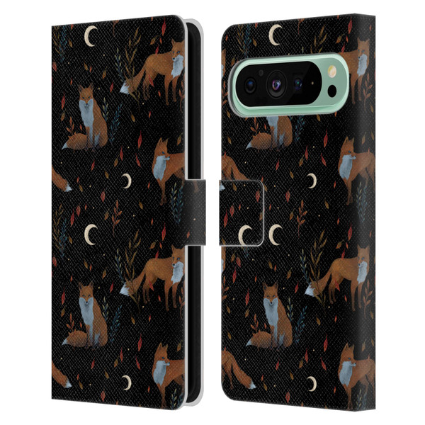 Episodic Drawing Art Foxes Pattern Leather Book Wallet Case Cover For Google Pixel 9 Pro XL