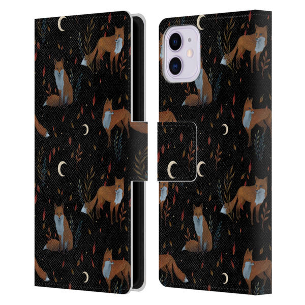 Episodic Drawing Art Foxes Pattern Leather Book Wallet Case Cover For Apple iPhone 11