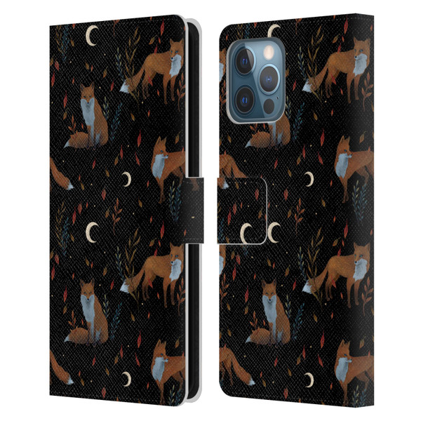 Episodic Drawing Art Foxes Pattern Leather Book Wallet Case Cover For Apple iPhone 12 Pro Max