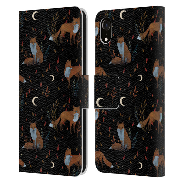 Episodic Drawing Art Foxes Pattern Leather Book Wallet Case Cover For Apple iPhone XR