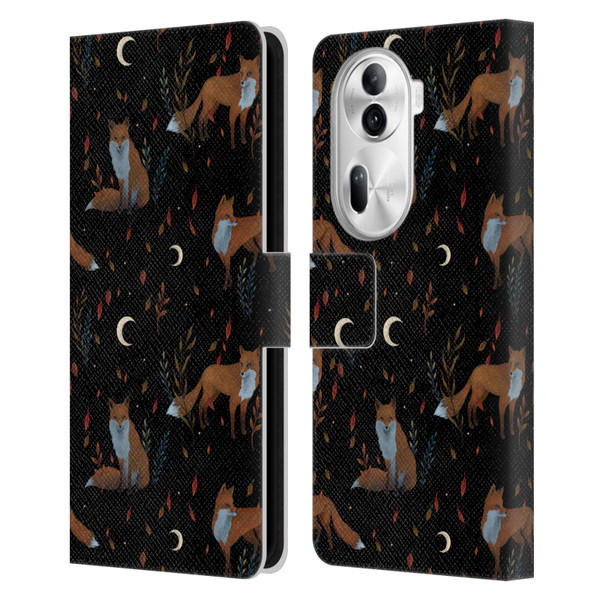 Episodic Drawing Art Foxes Pattern Leather Book Wallet Case Cover For OPPO Reno11