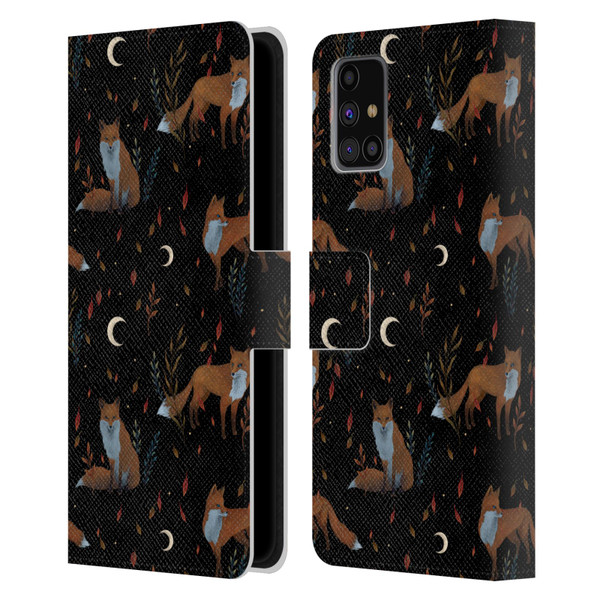 Episodic Drawing Art Foxes Pattern Leather Book Wallet Case Cover For Samsung Galaxy M31s (2020)