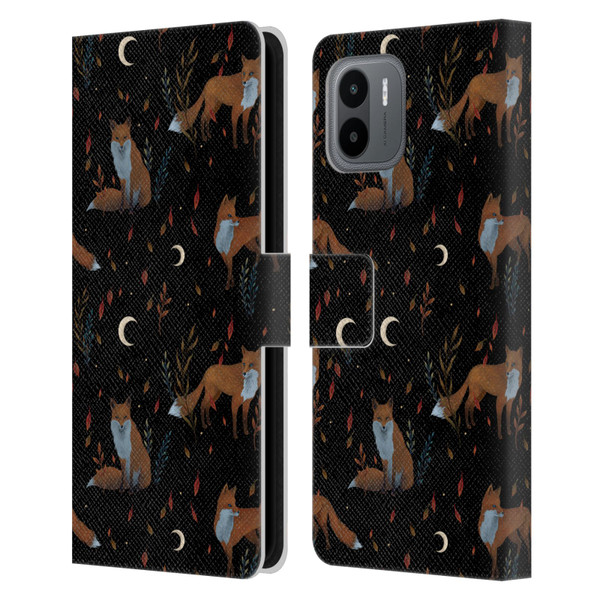 Episodic Drawing Art Foxes Pattern Leather Book Wallet Case Cover For Xiaomi Redmi A2