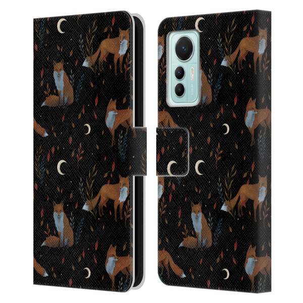 Episodic Drawing Art Foxes Pattern Leather Book Wallet Case Cover For Xiaomi 12 Lite
