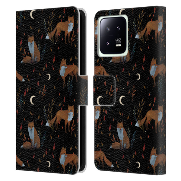 Episodic Drawing Art Foxes Pattern Leather Book Wallet Case Cover For Xiaomi 13 5G