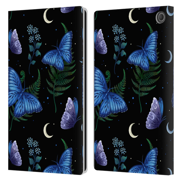 Episodic Drawing Pattern Blue Morpho Butterfly Leather Book Wallet Case Cover For Amazon Fire Max 11 2023