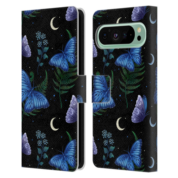 Episodic Drawing Pattern Blue Morpho Butterfly Leather Book Wallet Case Cover For Google Pixel 9 Pro XL