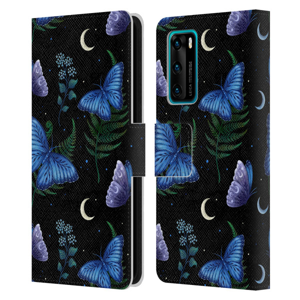 Episodic Drawing Pattern Blue Morpho Butterfly Leather Book Wallet Case Cover For Huawei P40 5G
