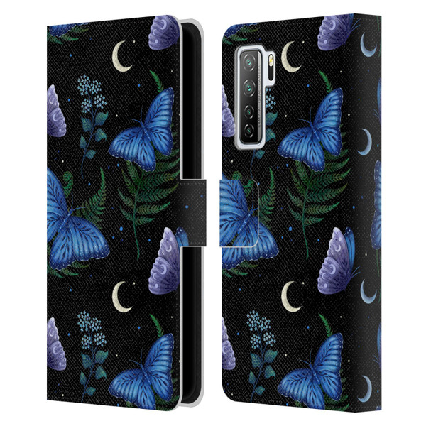 Episodic Drawing Pattern Blue Morpho Butterfly Leather Book Wallet Case Cover For Huawei Nova 7 SE/P40 Lite 5G