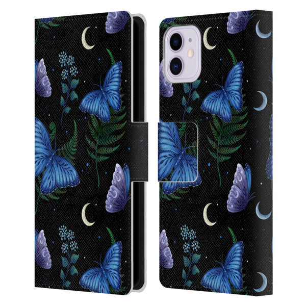 Episodic Drawing Pattern Blue Morpho Butterfly Leather Book Wallet Case Cover For Apple iPhone 11