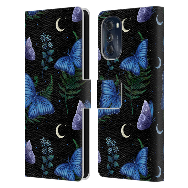 Episodic Drawing Pattern Blue Morpho Butterfly Leather Book Wallet Case Cover For Motorola Moto G (2022)
