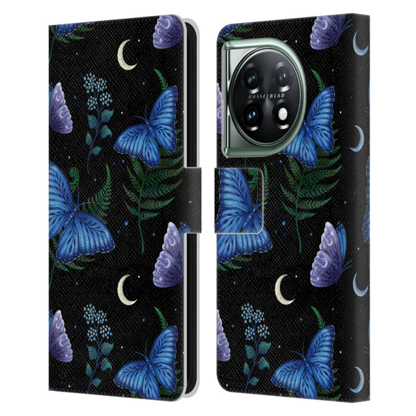 Episodic Drawing Pattern Blue Morpho Butterfly Leather Book Wallet Case Cover For OnePlus 11 5G