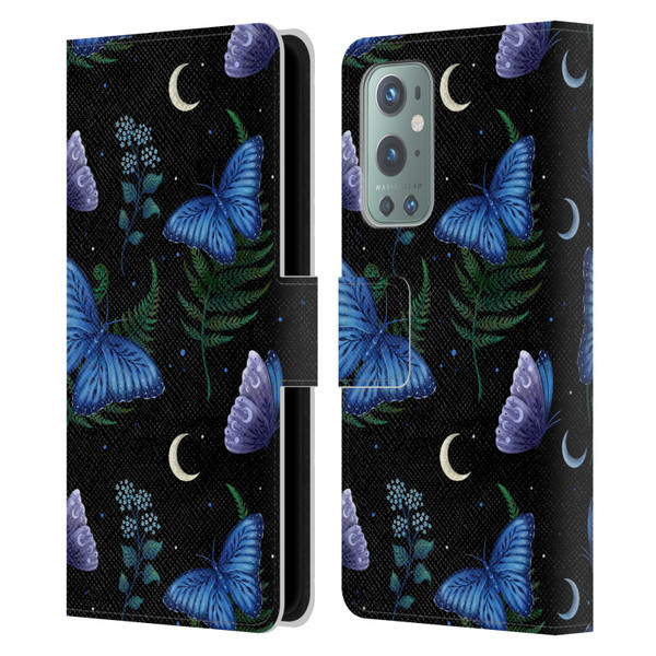 Episodic Drawing Pattern Blue Morpho Butterfly Leather Book Wallet Case Cover For OnePlus 9
