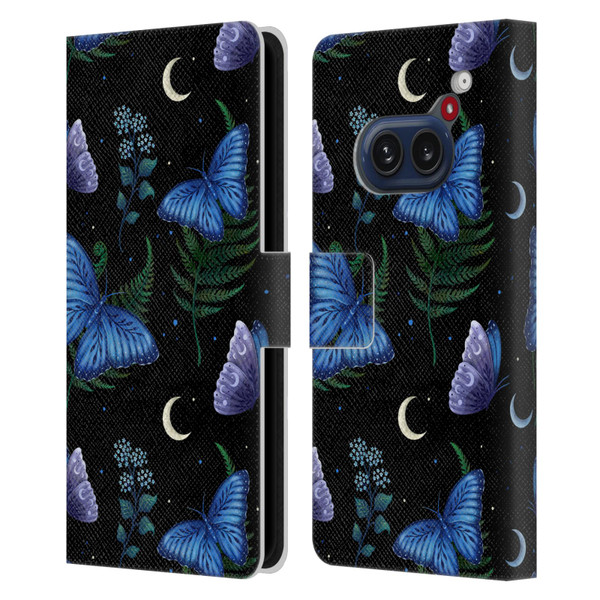 Episodic Drawing Pattern Blue Morpho Butterfly Leather Book Wallet Case Cover For Nothing Phone (2a)