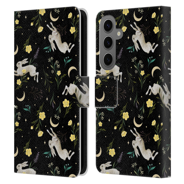 Episodic Drawing Pattern Bunny Night Leather Book Wallet Case Cover For Samsung Galaxy S25