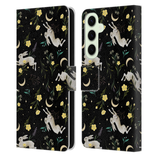 Episodic Drawing Pattern Bunny Night Leather Book Wallet Case Cover For Samsung Galaxy S25+