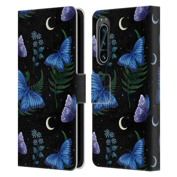 Episodic Drawing Pattern Blue Morpho Butterfly Leather Book Wallet Case Cover For Sony Xperia 5 IV