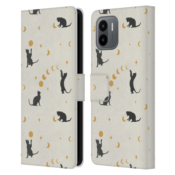 Episodic Drawing Pattern Cat And Moon Leather Book Wallet Case Cover For Xiaomi Redmi A2