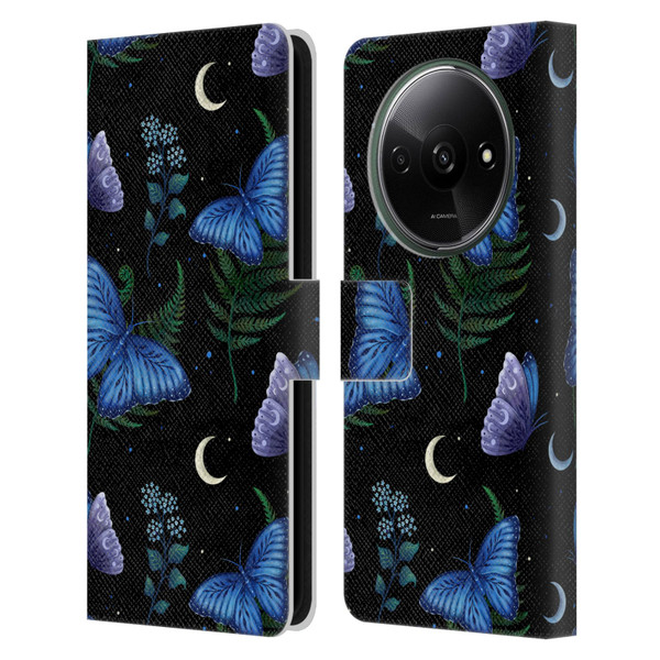 Episodic Drawing Pattern Blue Morpho Butterfly Leather Book Wallet Case Cover For Xiaomi Redmi A3
