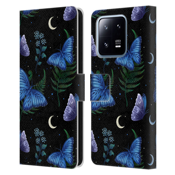 Episodic Drawing Pattern Blue Morpho Butterfly Leather Book Wallet Case Cover For Xiaomi 13 Pro 5G