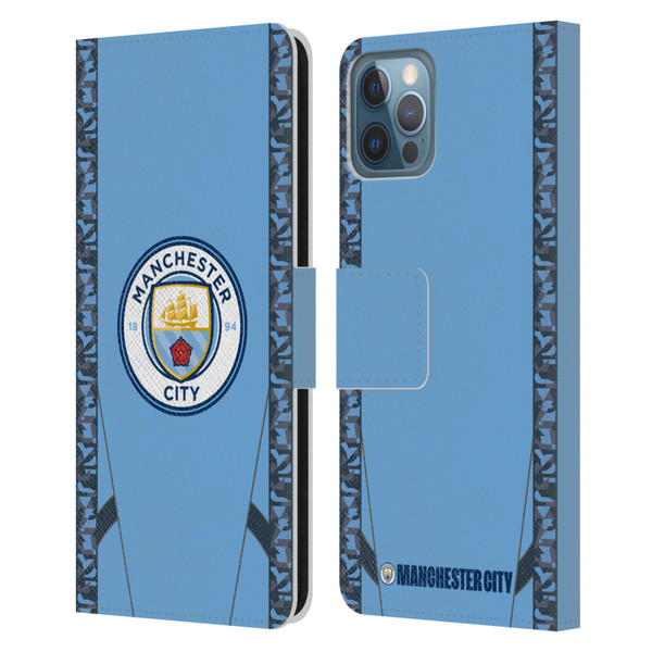 Manchester City Man City FC 2024/25 Badge Kit Home Leather Book Wallet Case Cover For Apple iPhone 12 / iPhone 12 Pro