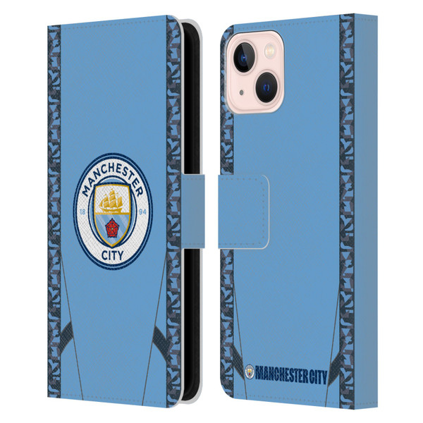Manchester City Man City FC 2024/25 Badge Kit Home Leather Book Wallet Case Cover For Apple iPhone 13