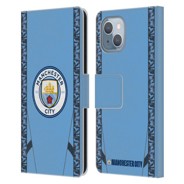 Manchester City Man City FC 2024/25 Badge Kit Home Leather Book Wallet Case Cover For Apple iPhone 14