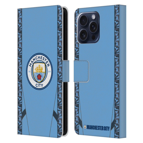 Manchester City Man City FC 2024/25 Badge Kit Home Leather Book Wallet Case Cover For Apple iPhone 16 Pro Max