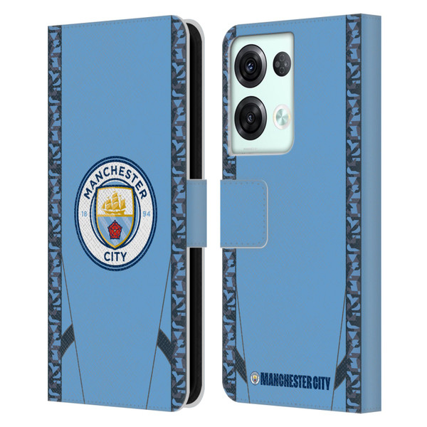Manchester City Man City FC 2024/25 Badge Kit Home Leather Book Wallet Case Cover For OPPO Reno8 Pro