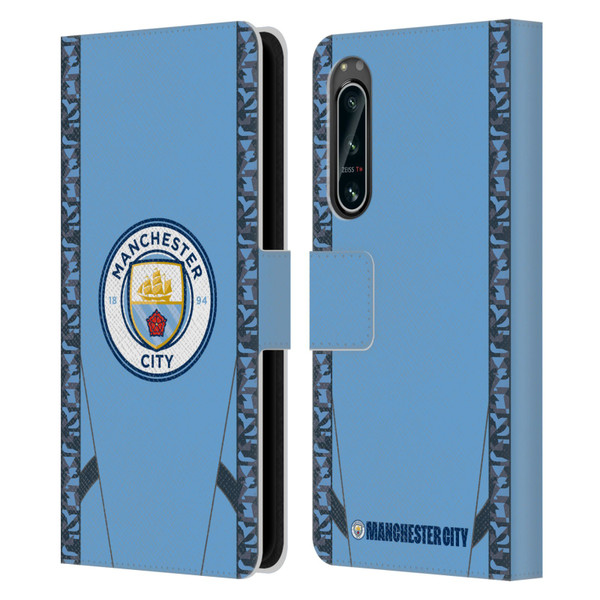 Manchester City Man City FC 2024/25 Badge Kit Home Leather Book Wallet Case Cover For Sony Xperia 5 IV