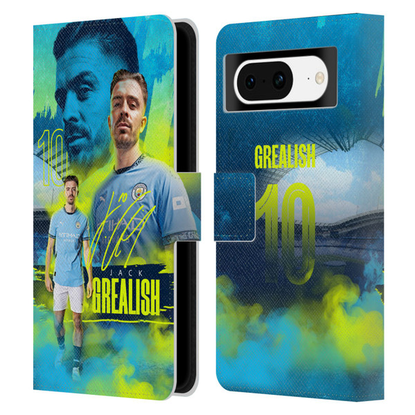 Manchester City Man City FC 2024/25 First Team Jack Grealish Leather Book Wallet Case Cover For Google Pixel 8