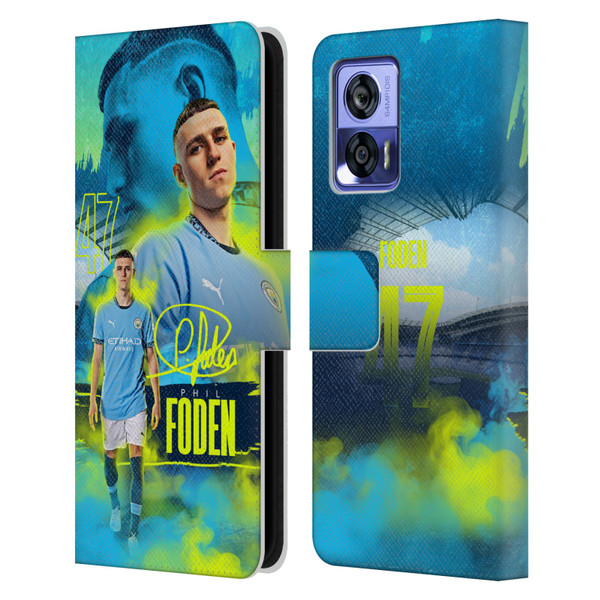 Manchester City Man City FC 2024/25 First Team Phil Foden Leather Book Wallet Case Cover For Motorola Edge 30 Neo 5G